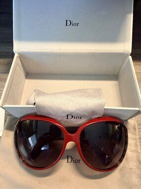 Christian Dior 507J Oversized Red Sunglasses | Vintage Y2K Glam w/ Case
